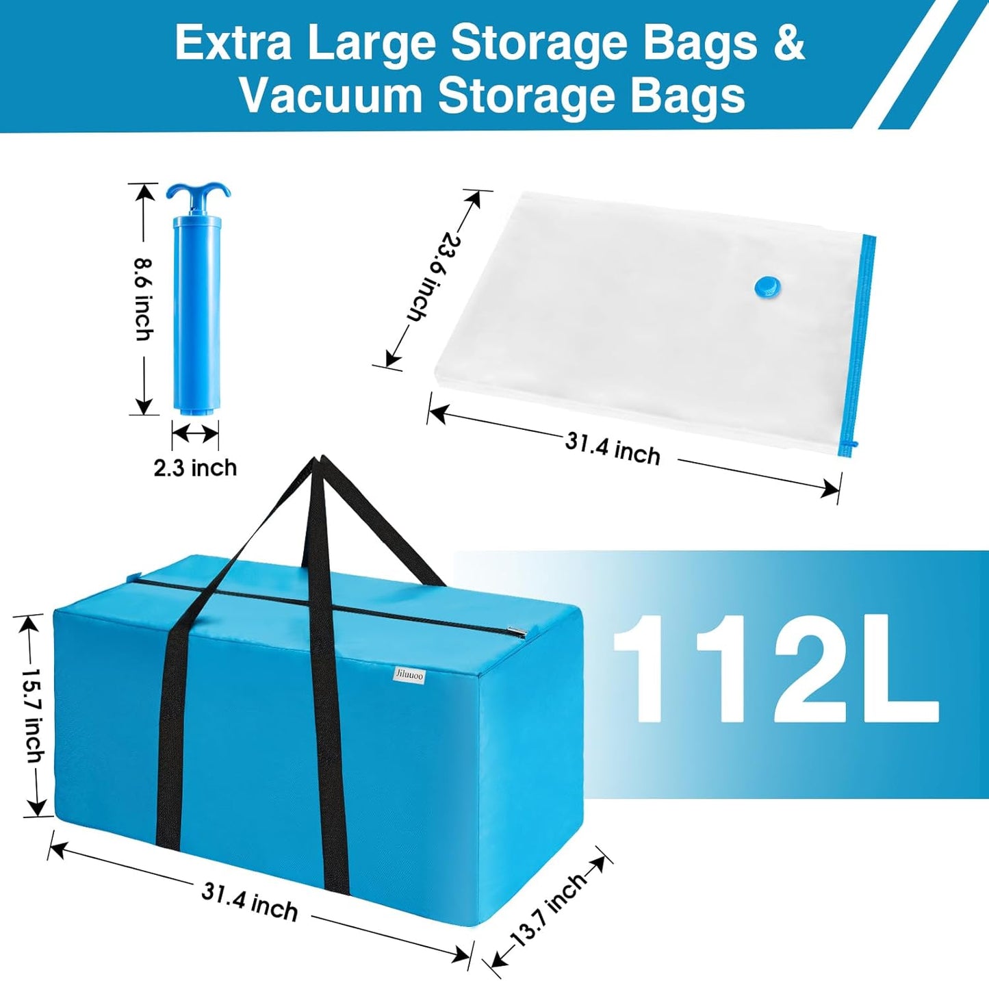 Extra Large Moving Bags Heavy Duty Space Saver Vacuum Storage Bag Vacuum Seal bags for Clothing Travel Packing bag Blue Bag for Moving Vaccine Sealed Blue Storage Bags (12 Pack)
