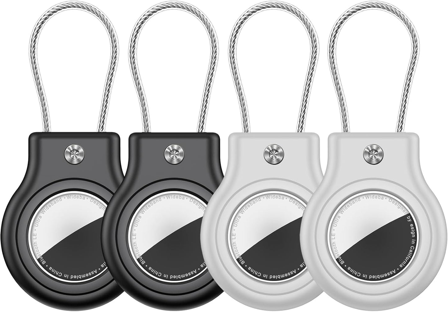 Waterproof Airtag Holder,4 Pack Airtag Case with Secure Lock,Airtags Keychain for Apple Air tags,Anti-Lost Protective Case Air tag Accessories for GPS Tracker Luggage,Bag,Key,Pet-Black/Black/Gray/Gray