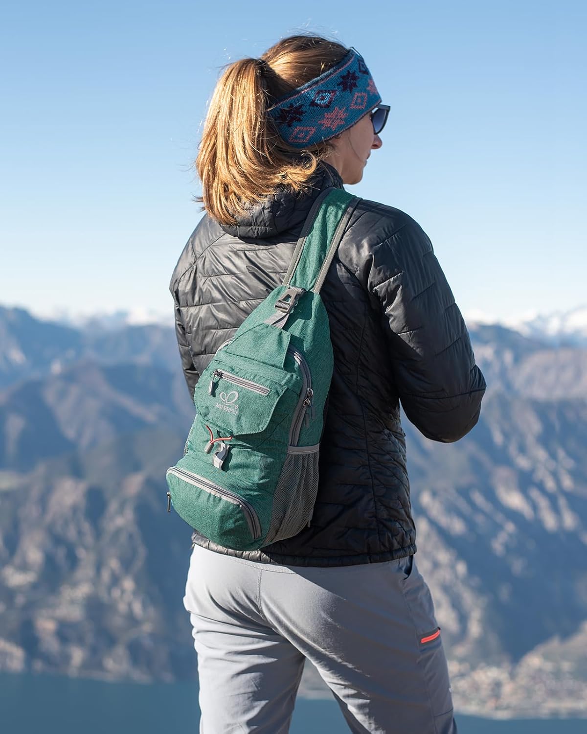 WATERFLY Packable Small Crossbody Sling Backpack Shoulder Chest Bag Daypack for Hiking Traveling