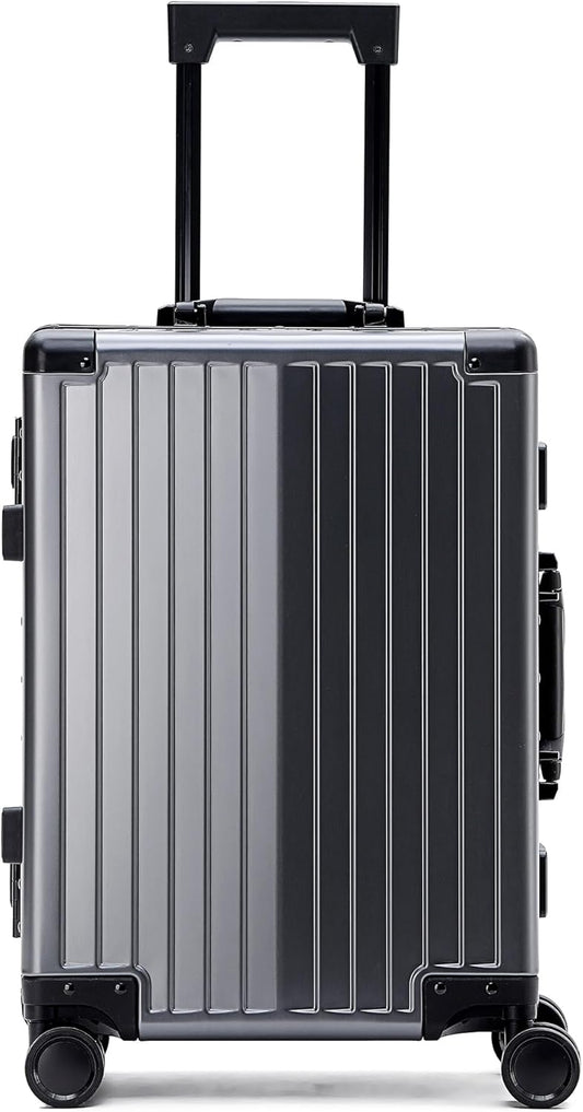 YYW Aluminum Carry-On Luggage Airline Approved Lightweight Suitcase with TSA Lock and Silent Wheels, Hardshell Spinner Business Travel (Gunmetal gray, 20in)