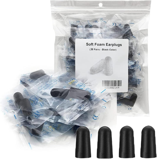 30 Pair Earplugs for Noise Cancelling Noise Blocking Ultra Soft Ear Plugs for Sleeping Study Work Black