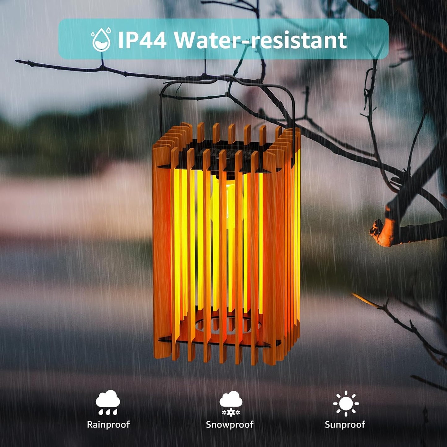 2 Set Solar Lantern Outdoor LED Hanging Solar Lantern with IP44 Rattan Outside Rating for Patio Garden Decor for Outside Porch Yard Table Top Decorative Tree Home(Square