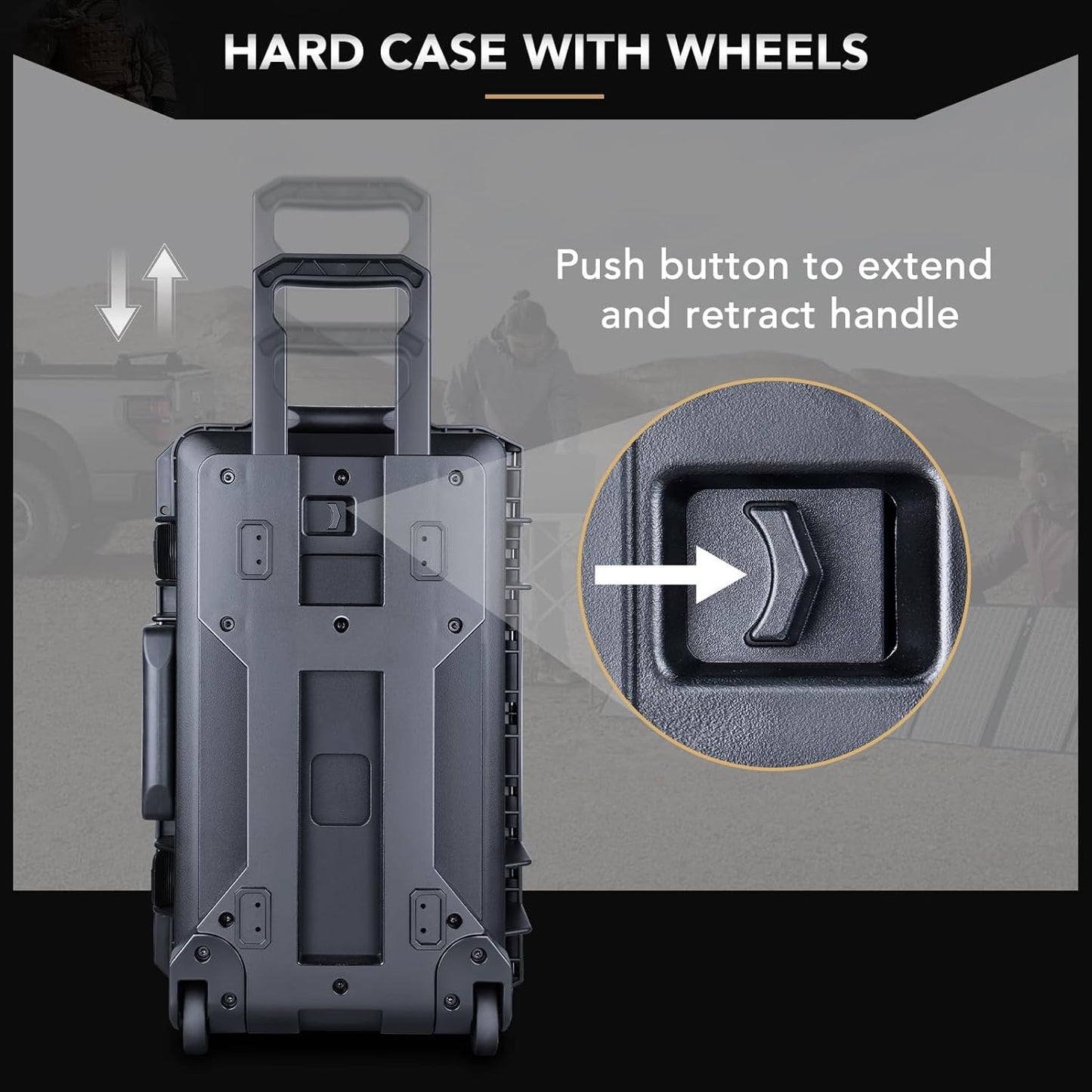 Lykus HC-5120 Waterproof Hard Case with Wheels and Customizable Foam, Interior Size 20.3x11.3x7.3 inch, Suitable for camera, lens, drone, mic, flashlight, projector, electronics, tools, and more