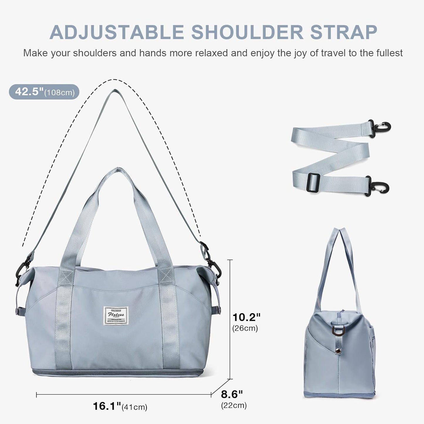 Travel Duffel Bag, Sports Tote Gym Bag, Shoulder Weekender Overnight Bag for Women