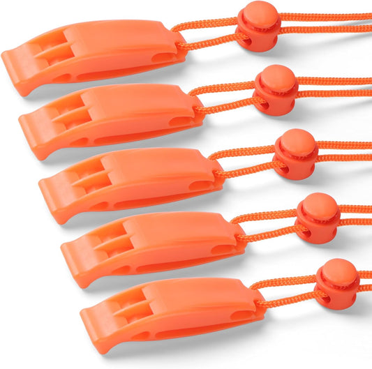2-Pack Whistle Emergency Safety with Lanyards - High Decibel Survival Whistle for Life Jackets, Boating, Kayaking, Hiking, Hunting & Rescue