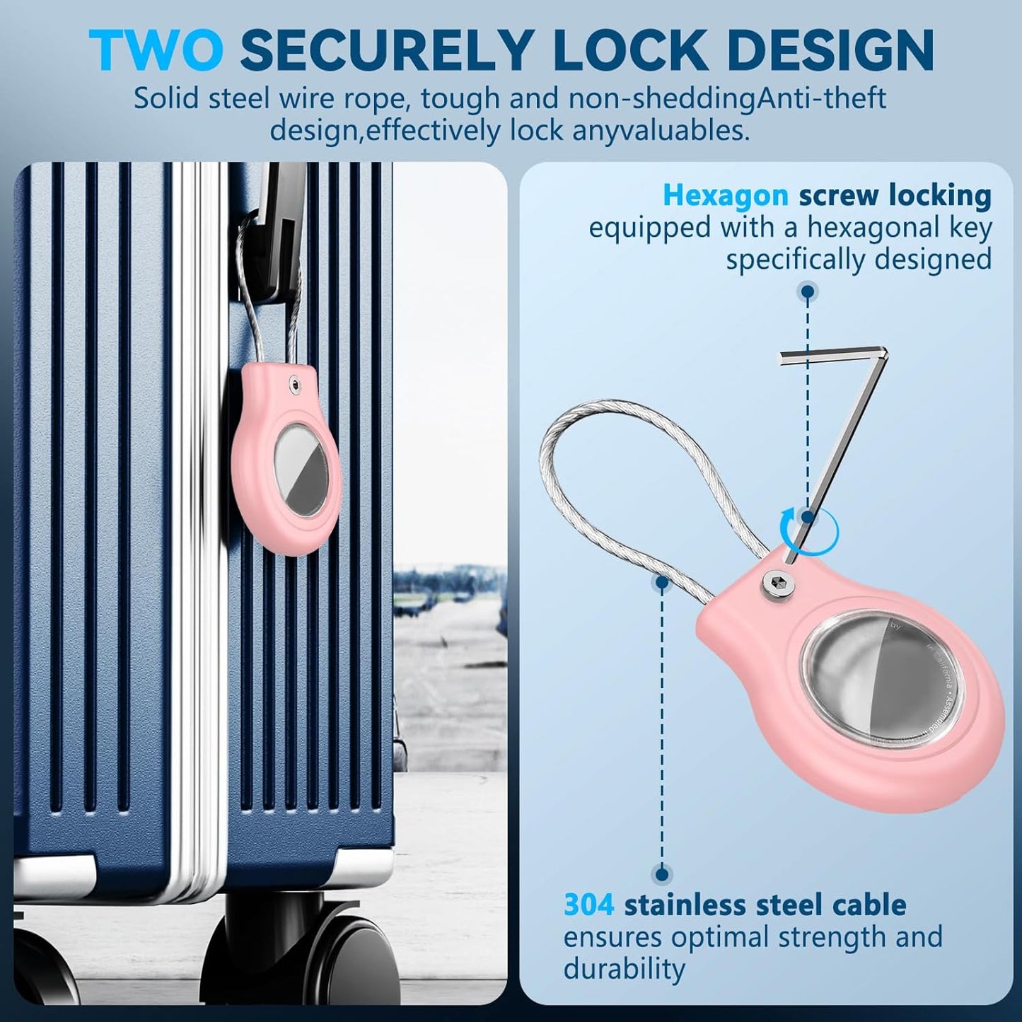 Waterproof Airtag Holder,Airtag Case with Secure Lock,Airtags Keychain for Apple Airtag,Anti-Lost Protective Cover Air tag Accessories for GPS Item Finder Tracker Luggage,Bag,Key,Pet,Cat Dog,Pink