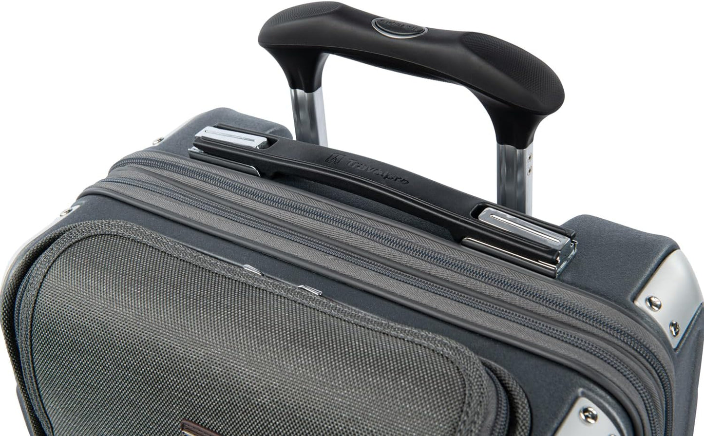 Travelpro Platinum Elite Hardside Expandable Carry on Luggage, 8 Wheel Spinner, TSA Lock, Hard Shell Polycarbonate Suitcase, Vintage Grey, Compact Carry on Laptop Pocket 20-Inch