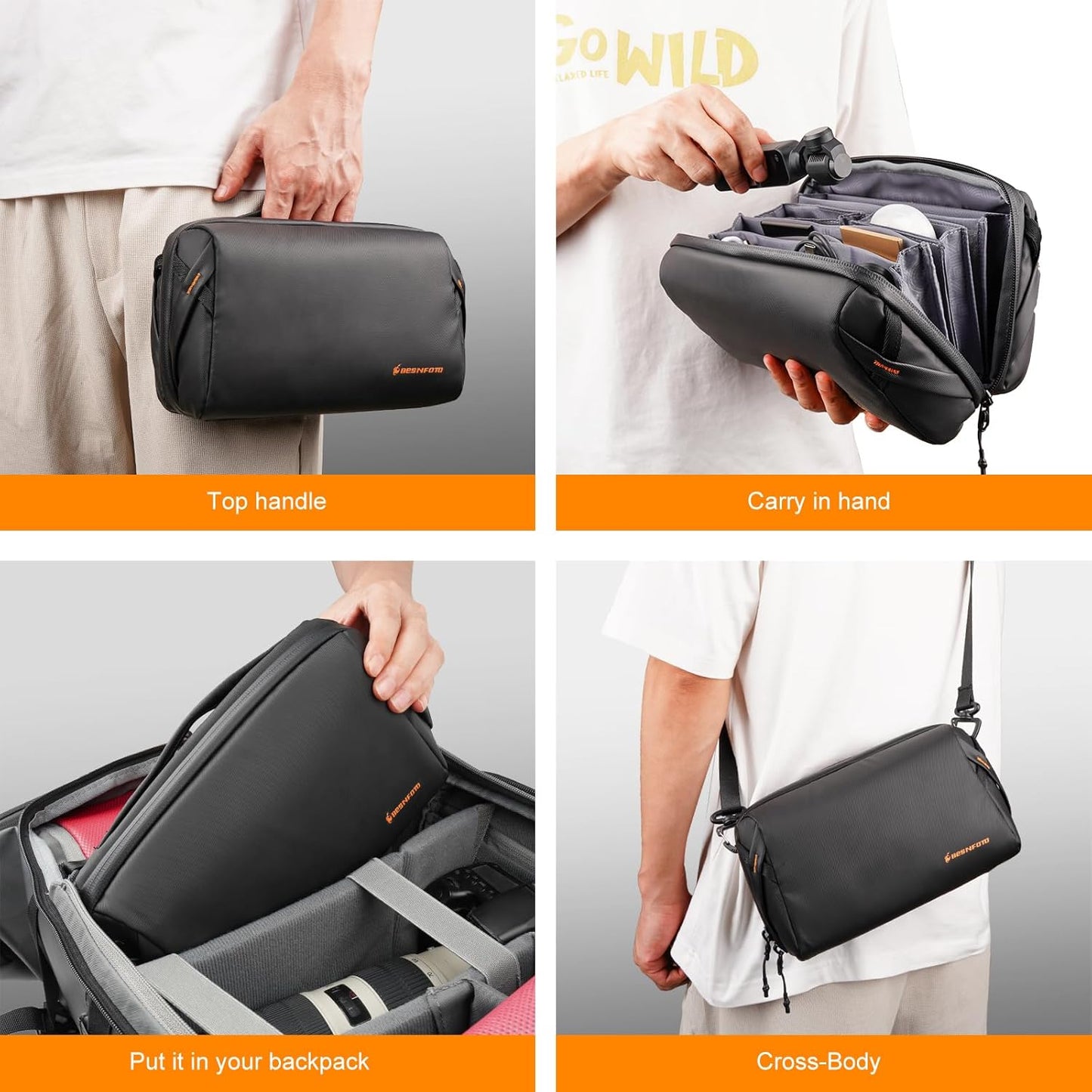 Besnfoto Tech Pouch Electronic Organizer Accessory Bag Waterproof Travel Portable Carrying Case for Cables, Camera Batteries, Photography card, MaceBook Charger