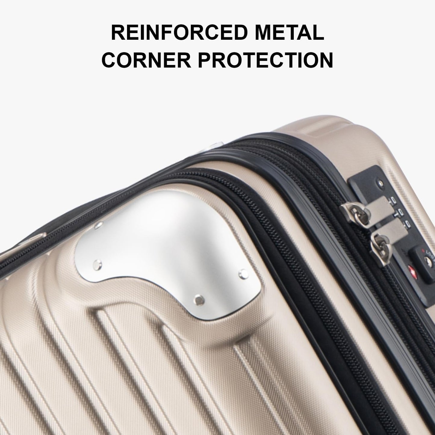 LEVEL8 Grace Carry on Luggage with Front Compartment, 20 Inch Expandable Hardside Suitcases with Wheels, Abs+Pc Harshell Spinner Luggages with Tsa Lock, Travel Bag for Women Men, Champagne