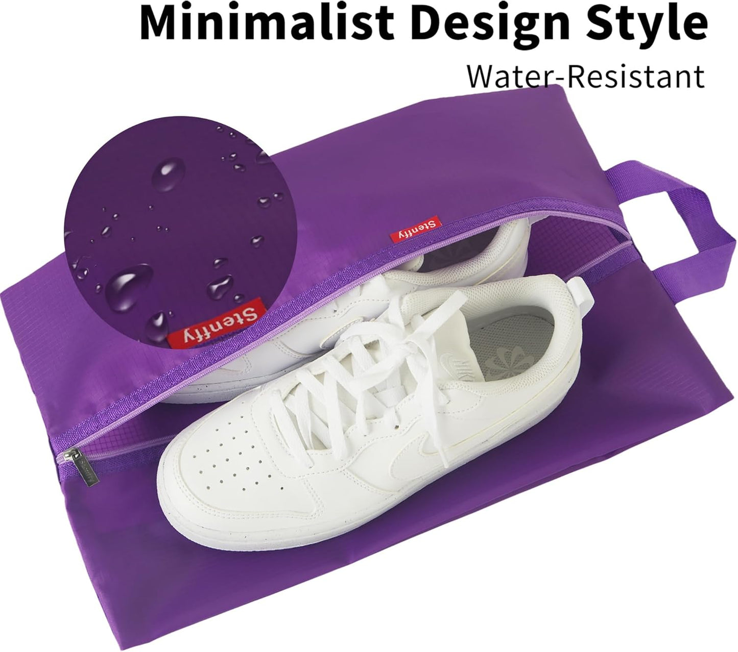 6pcs Portable Shoe Organizer, Travel Pouches with Zipper, Golf Shoe Bags, Clothes Bags, Soccer Cleats Bag Shoe Pouch for Gym, Waterproof, Odor-Resistant (Purple)