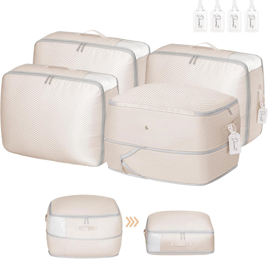 Comforter Storage Bag 66 L - 4 Pack Blanket Storage Organizer Compression Bags, Large Capacity Ultra Space Saving Self Organize for Bedding, Pillow, Duvet, Sheet Storage with Zipper Window