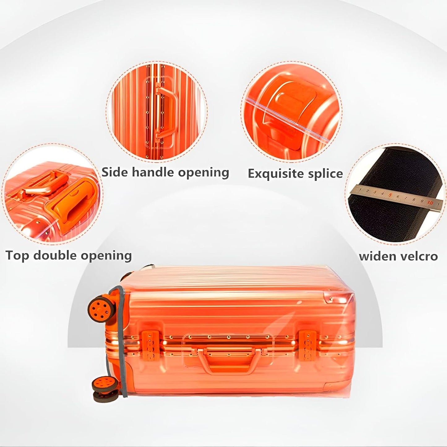 24/28 Inch Thicken Transparent Luggage Cover Suitcase Protector Waterproof PVC Full Clear Cover 3mm Thickness Travel Suitcase Set Full Clear 24/28 inch