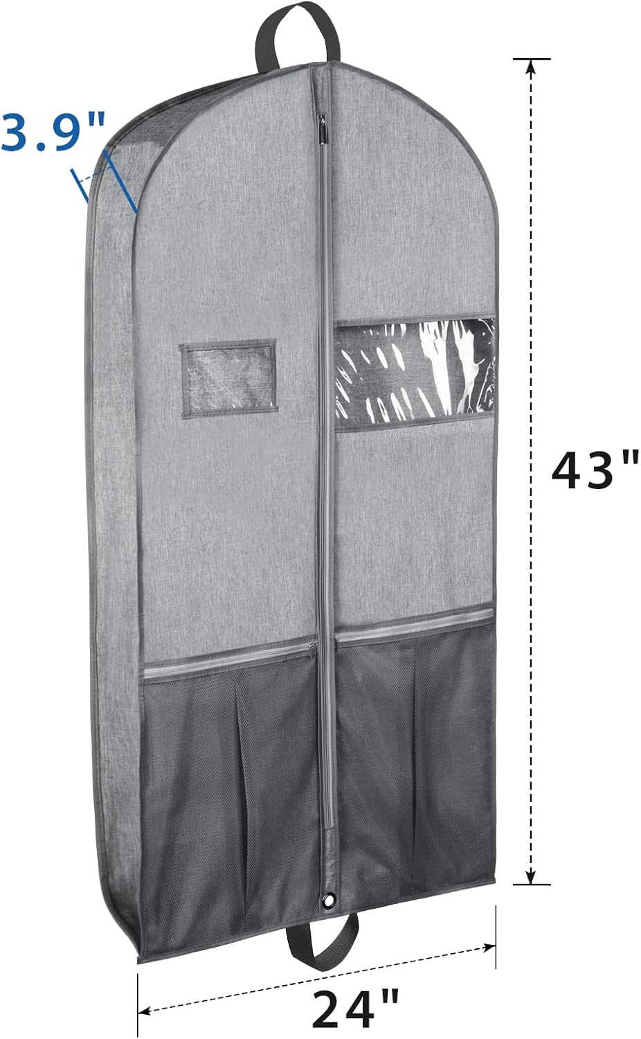 Zilink Luxury Storage 43" Garment Bag for Men and Women Suit, Shirt, Blouse, Sweater, Jacket with 3.9" Gusset, Premium Hanging, Breathable, Foldable Clothes Protector and Travel Cover