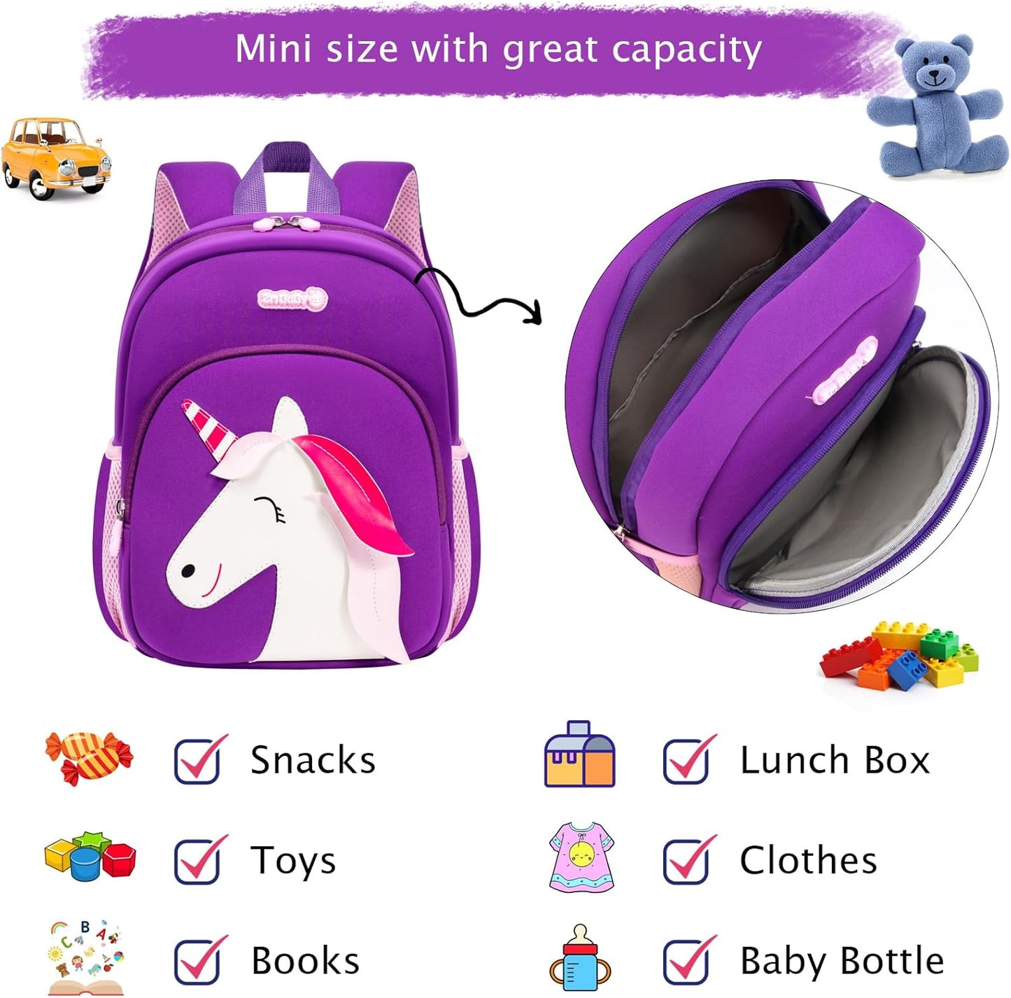 Padgene Toddler Harness Backpacks Safety Leash Kids Anti Lost Kindergarten Preschool Backpack Neoprene Lightweight Animal Schoolbag 3D Cartoon Dinasour Mini Travel Bag for Boys Girls Ages 3-5
