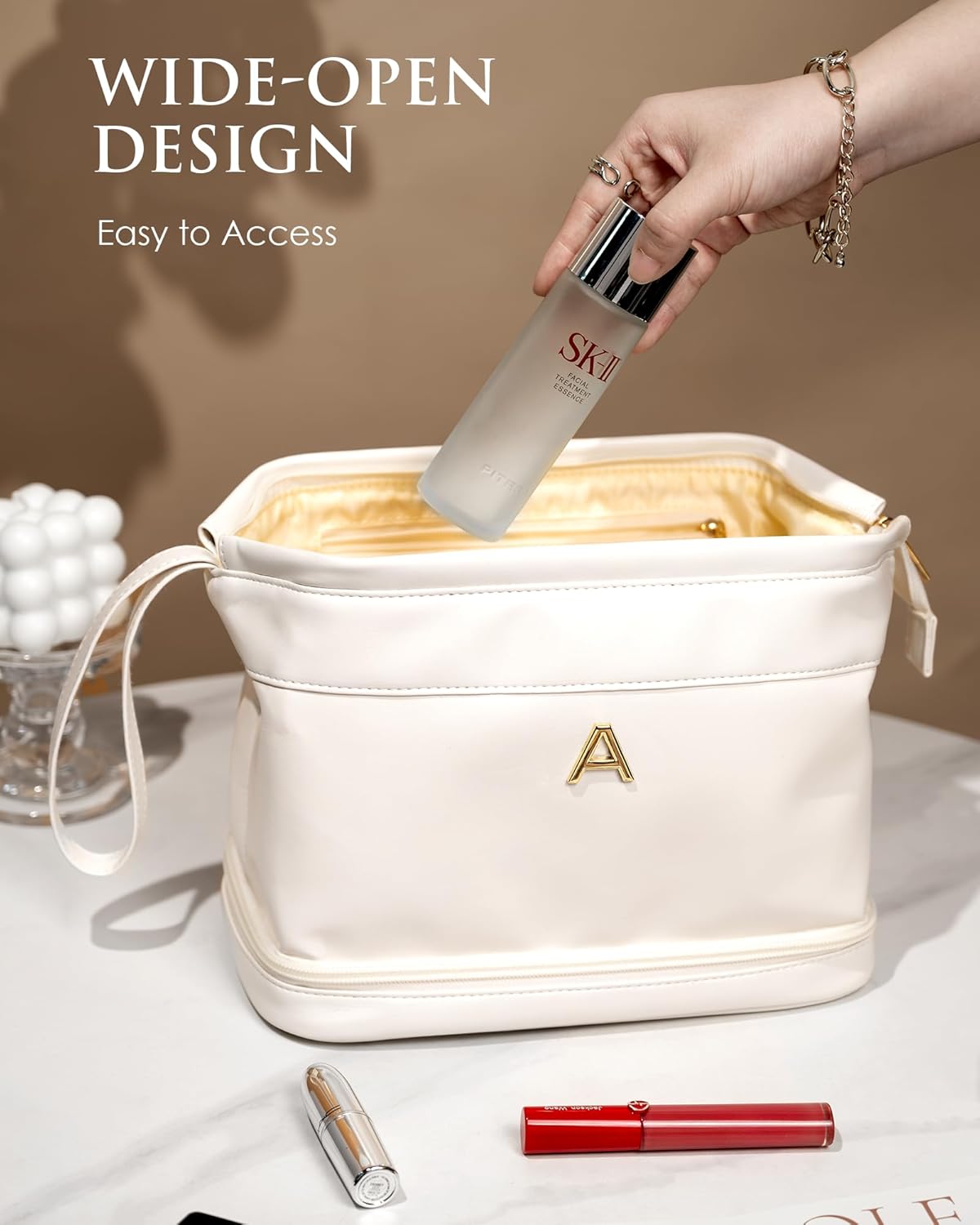 Gifts for Young Women-Appreciation Gifts, Makeup Bag for Women, Personalized Double Layer Cosmetic Bag with Makeup Brush Organizer, Travel Toiletry Bag Gift for Mom/Sister