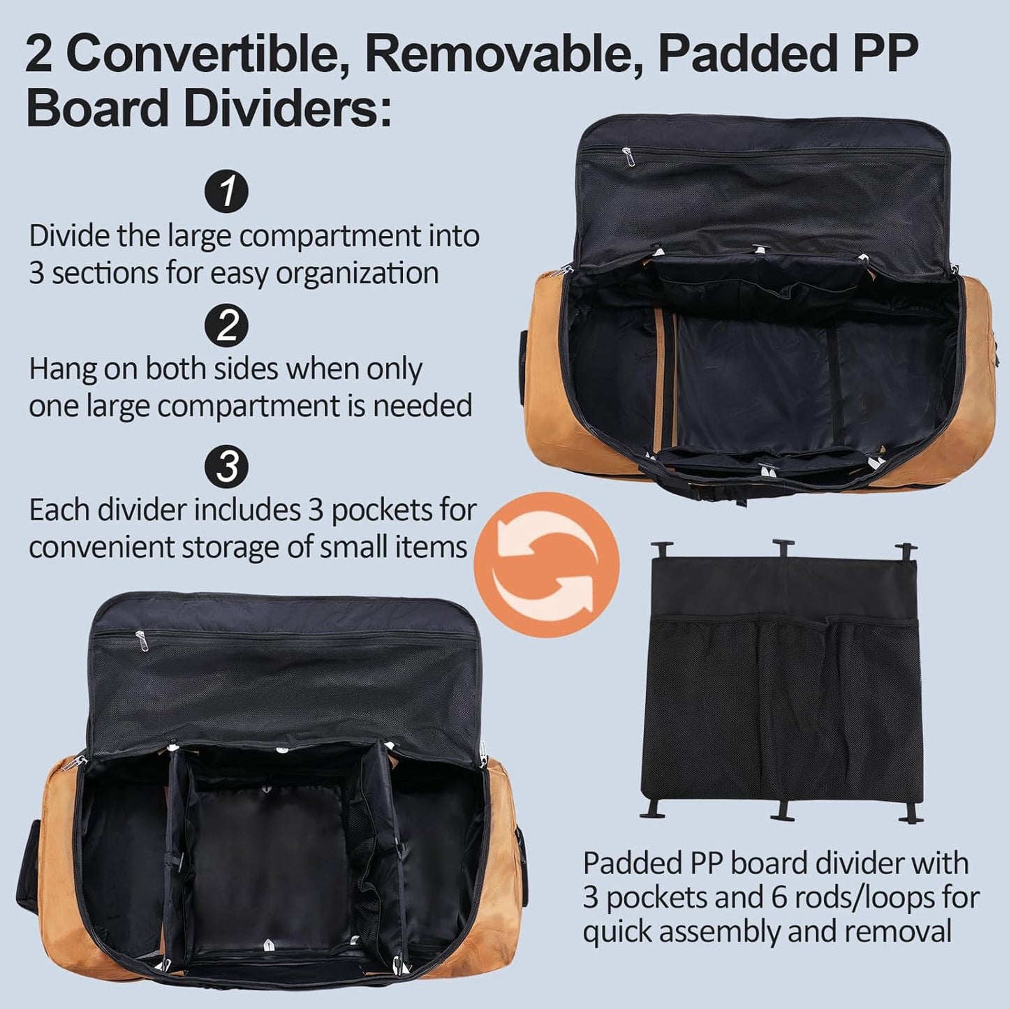 110L/140L Expandable Soft-Sided Foldable Duffle Bag with 2 Rubber Wheels,Packable 32” Rolling Carry-On with Multi-Pockets & Compartments,Coffee