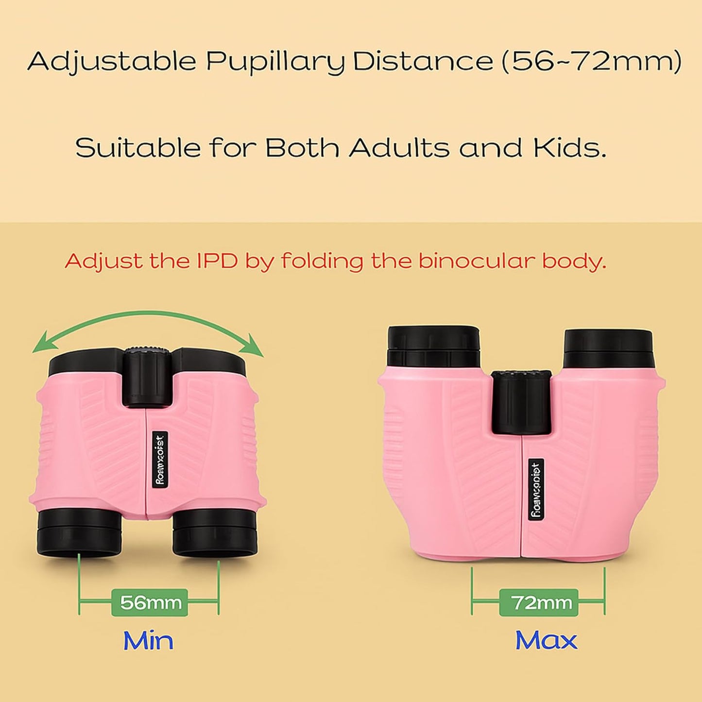 12x25 Compact Binoculars for Adults & Kids, High Powered Lightweight Waterproof Binoculars with Large Eyepiece, Low Light Vision for Bird Watching, Hunting, Travel, and Sightseeing