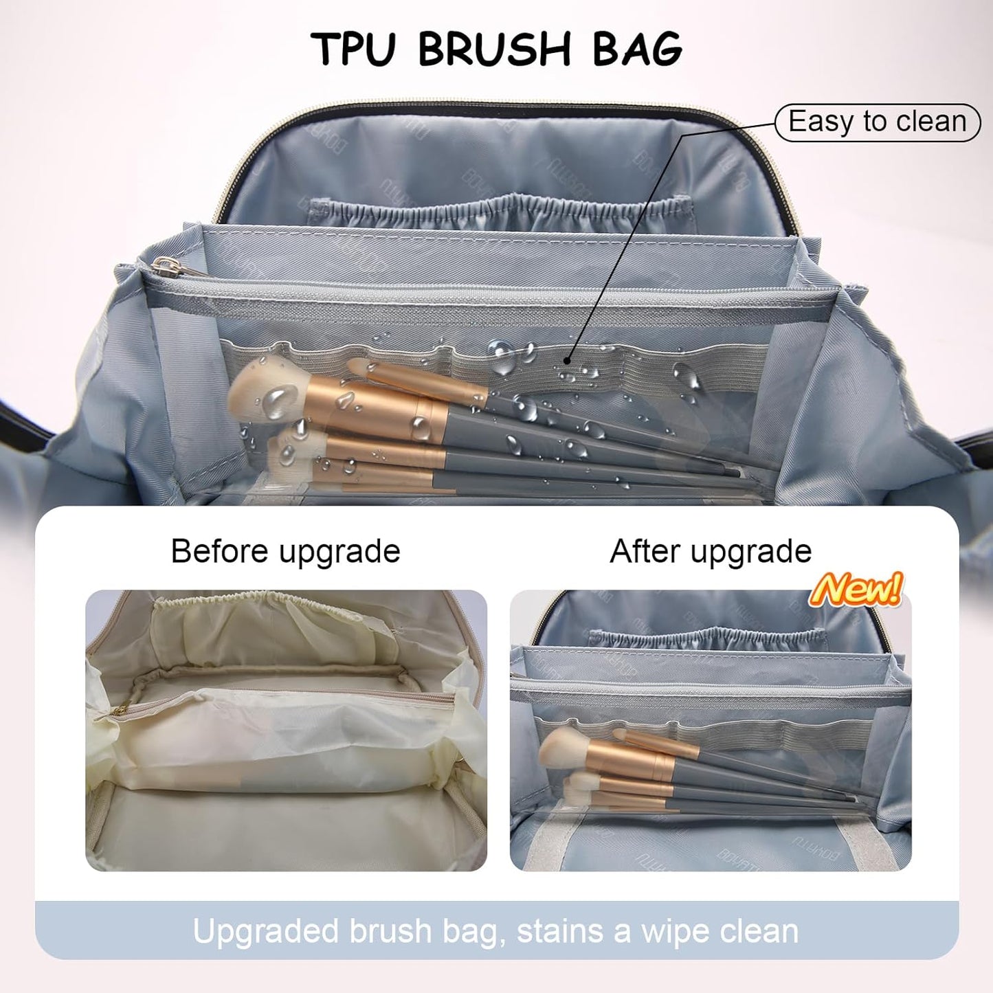 Travel Makeup Bag Cosmetic Bags for Women: 3 Sets Large Capacity Make up Bag - Portable Toiletry Bags with Handle for Women(05-Blue)