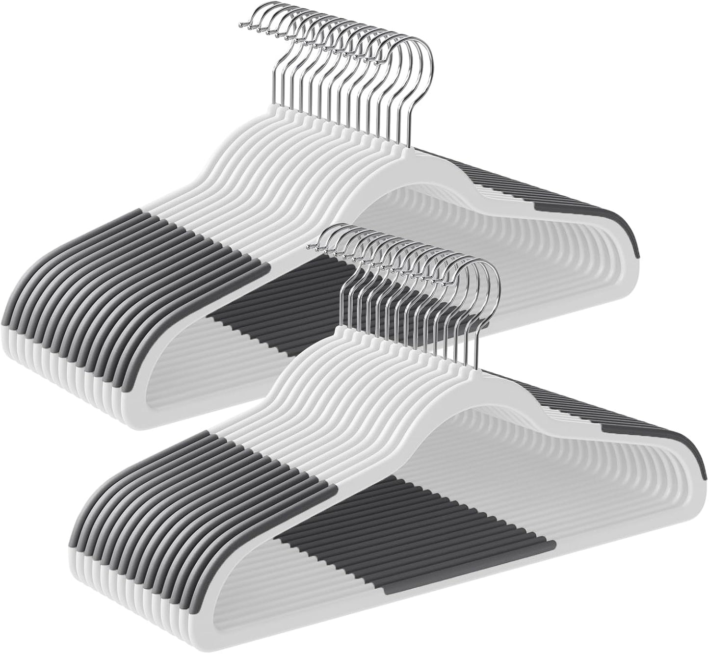 SONGMICS Clothes Hangers, Pack of 30 Plastic Coat Hangers, Space-Saving, White and Dark Gray UCRP050W03
