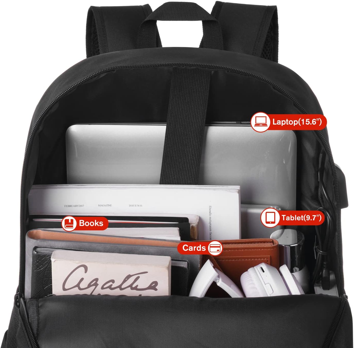 17 Inch Backpack for School Business Travel,Computer Bookbag Schoolbag for Work Office High School College Teen Men Boy Girl Women