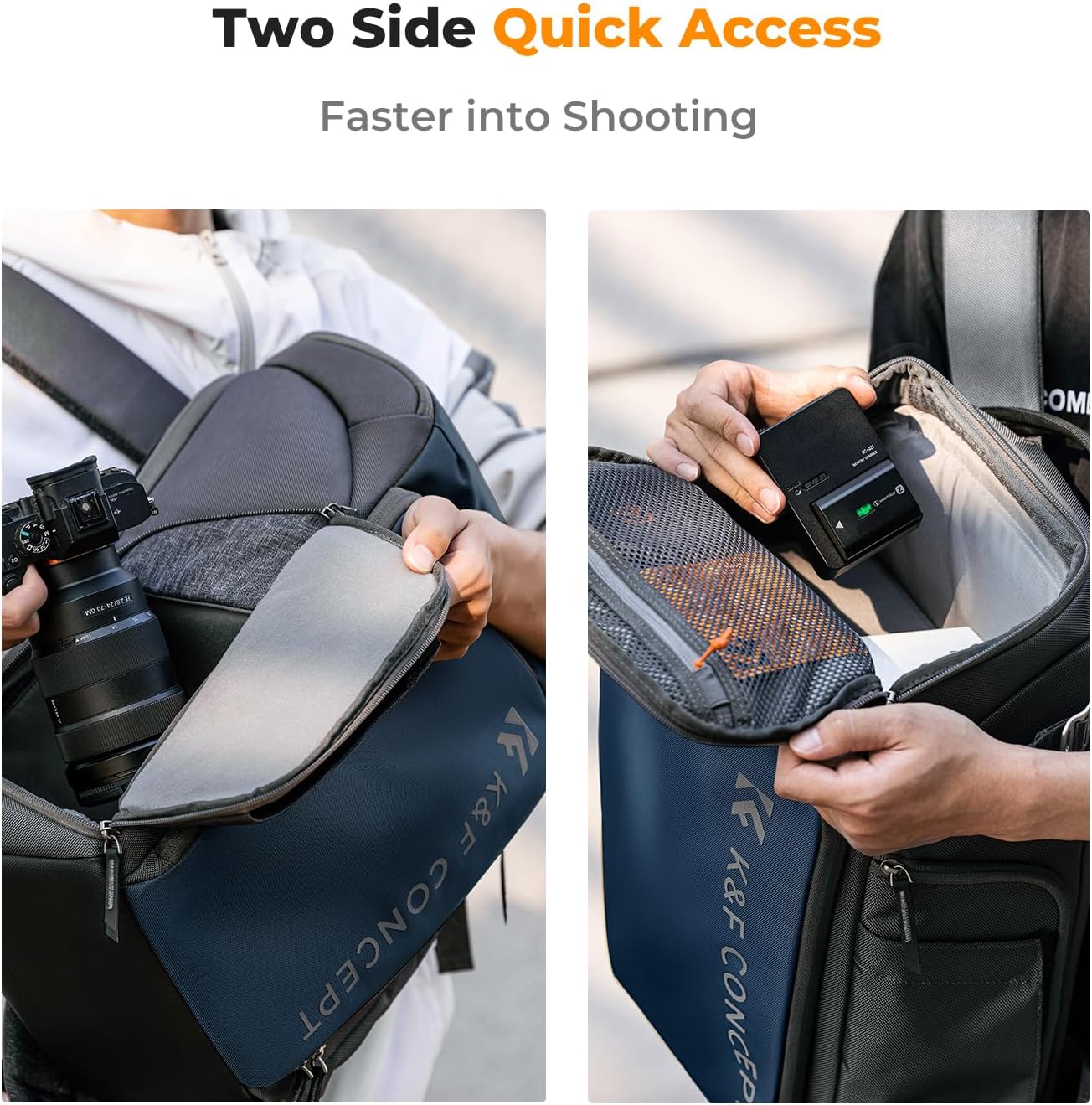 K&F CONCEPT Camera bags Waterproof 25L Large Capacity Camera Case with Raincover Camera Case 15.6 Inch Laptop Compartment Compatible with Canon/Nikon/Sony/DJI Mavic Drone Travel Camera Backpack