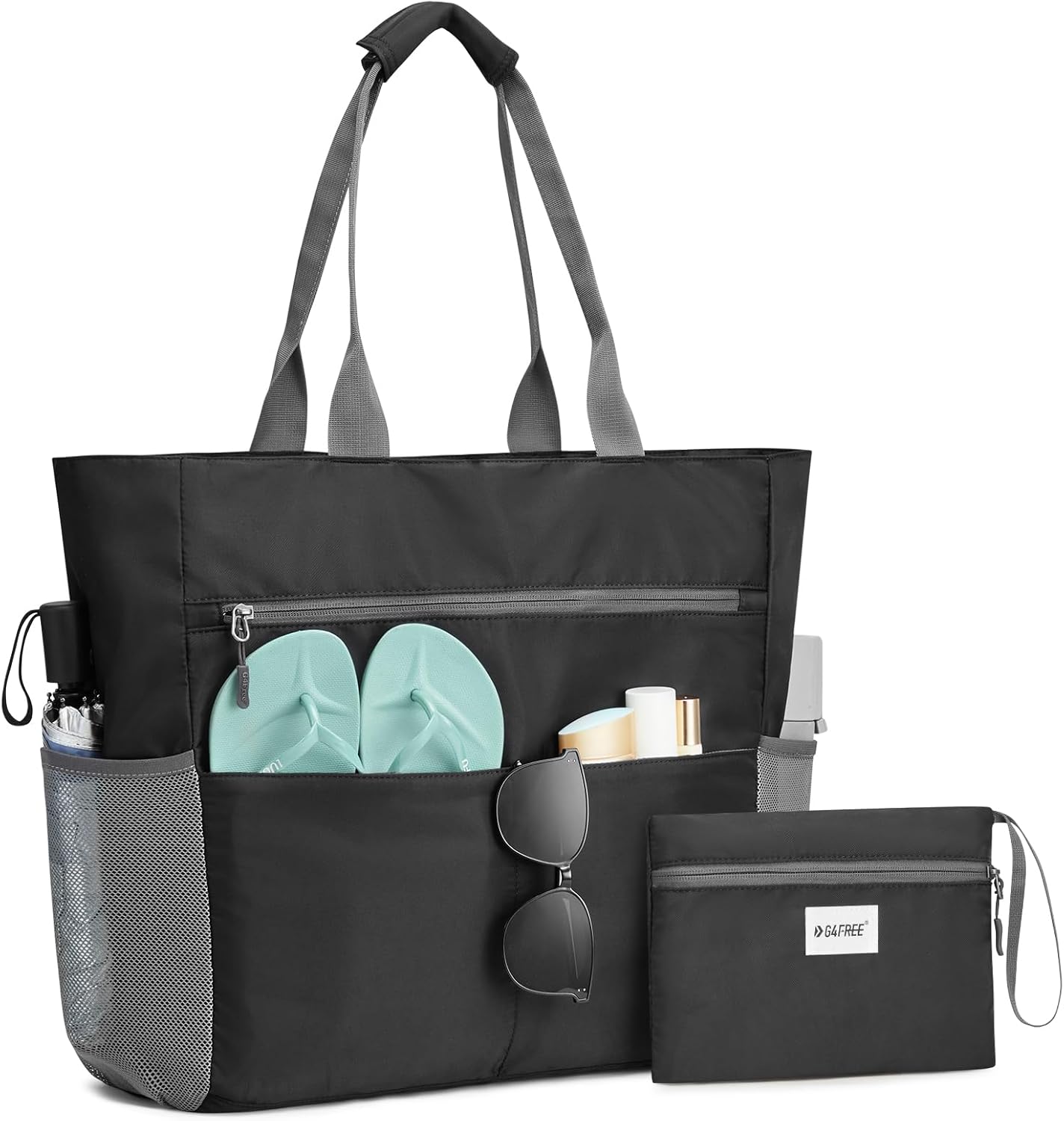G4Free Beach Bag, Waterproof Sandproof Beach Tote Bag, Large Capacity Foldable for Women