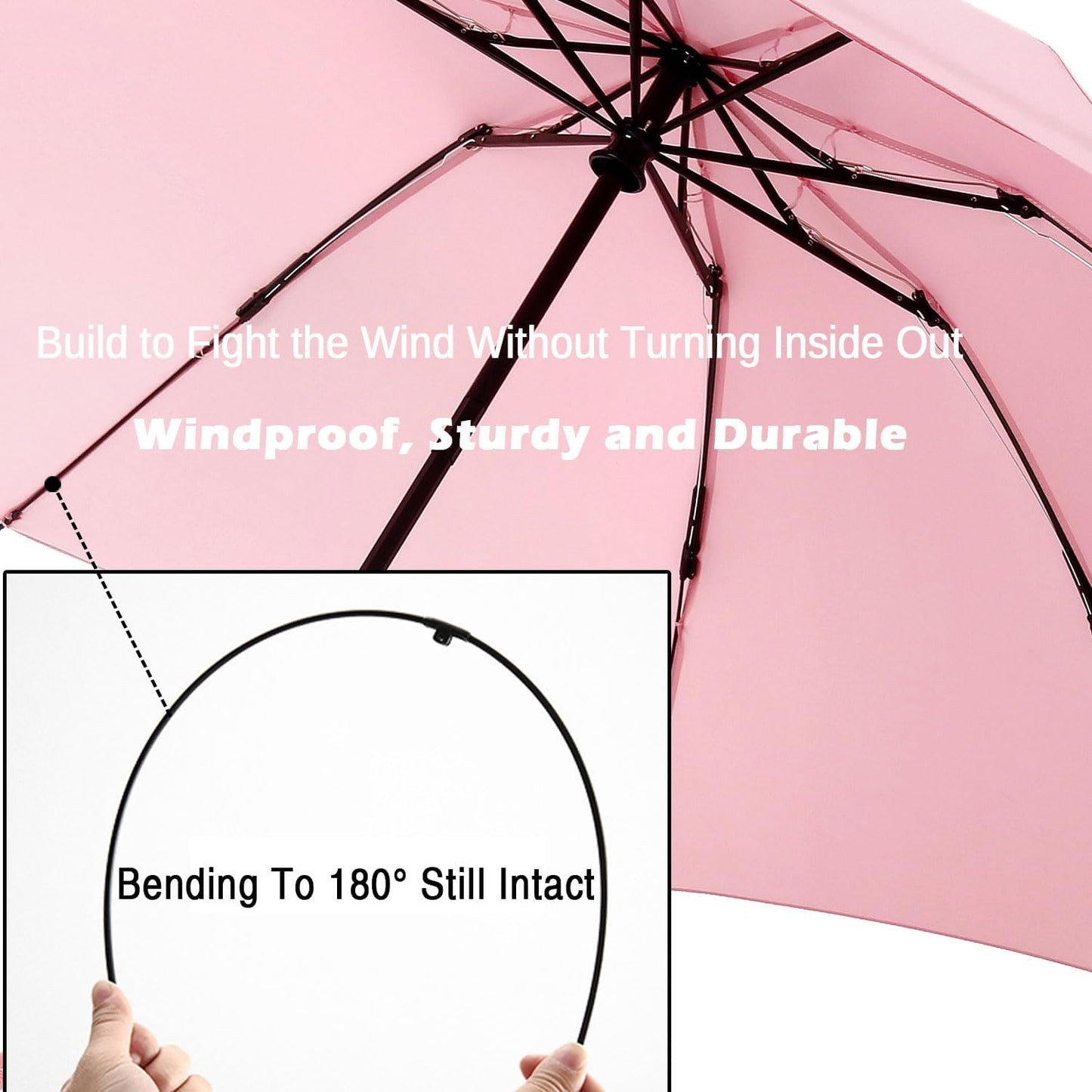 LANBRELLA Compact Reverse Folding Umbrella Auto Windproof Travel Umbrella