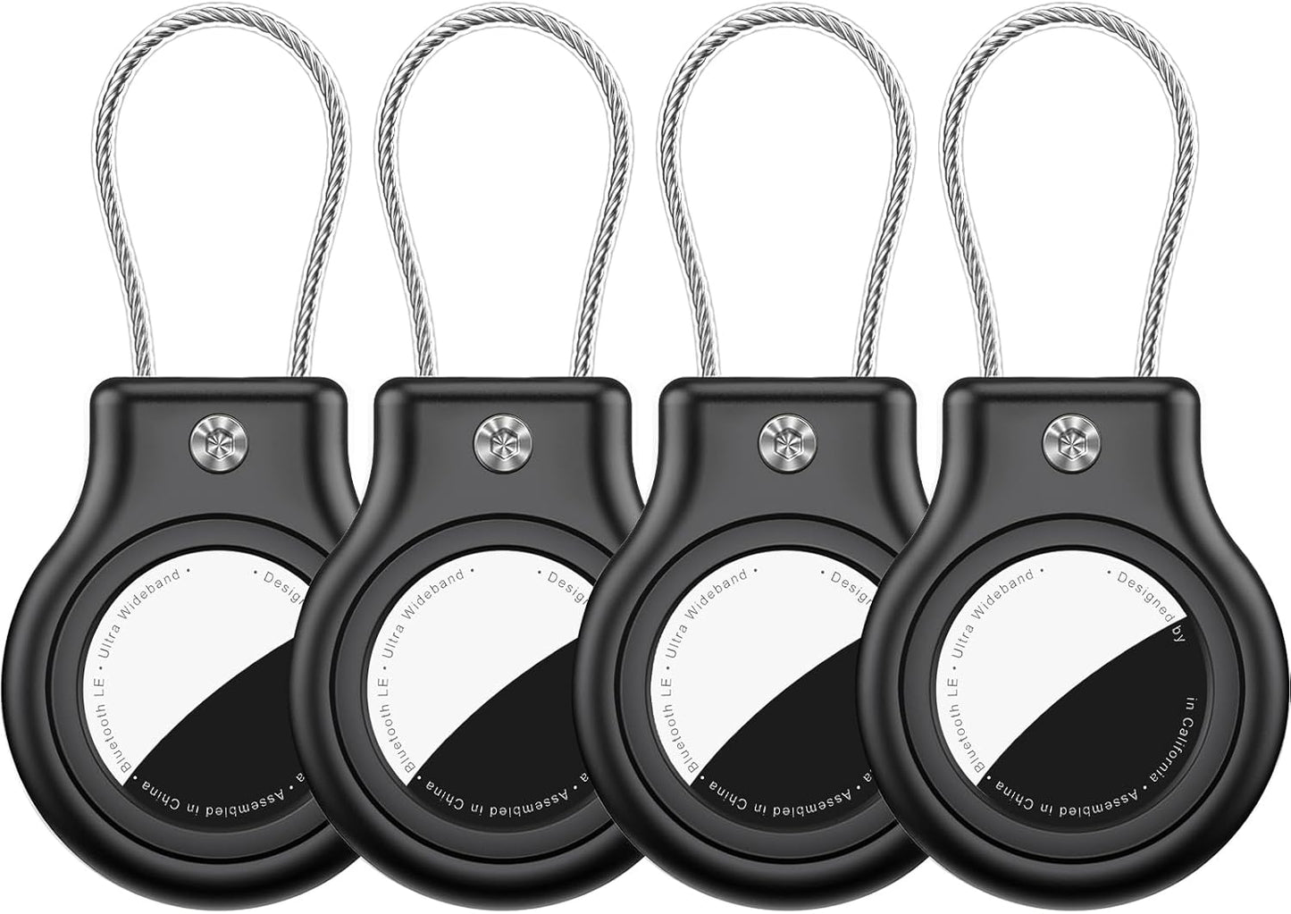 Waterproof Airtag Holder,4 Pack Airtag Keychain with Secure Lock,Airtags Case for Apple Airtag,Anti-Lost Protective Case Air tag Accessories for GPS Item Finder Tracker Luggage, Bag,Key,Pet,Black