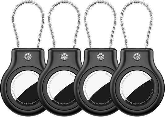 Waterproof Airtag Holder,4 Pack Airtag Keychain with Secure Lock,Airtags Case for Apple Airtag,Anti-Lost Protective Case Air tag Accessories for GPS Item Finder Tracker Luggage, Bag,Key,Pet,Black