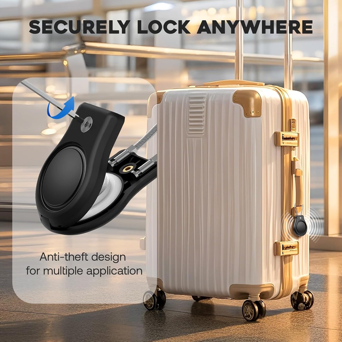 4 Pack Protect Case Compatible with Apple AirTag, Secure GPS Tracker Holder Waterproof with Wire Cable Shockproof & Anti-Theif Suitable for Keychain, Keys, Luggage, Bags and Kids Luggage (4 Pack)