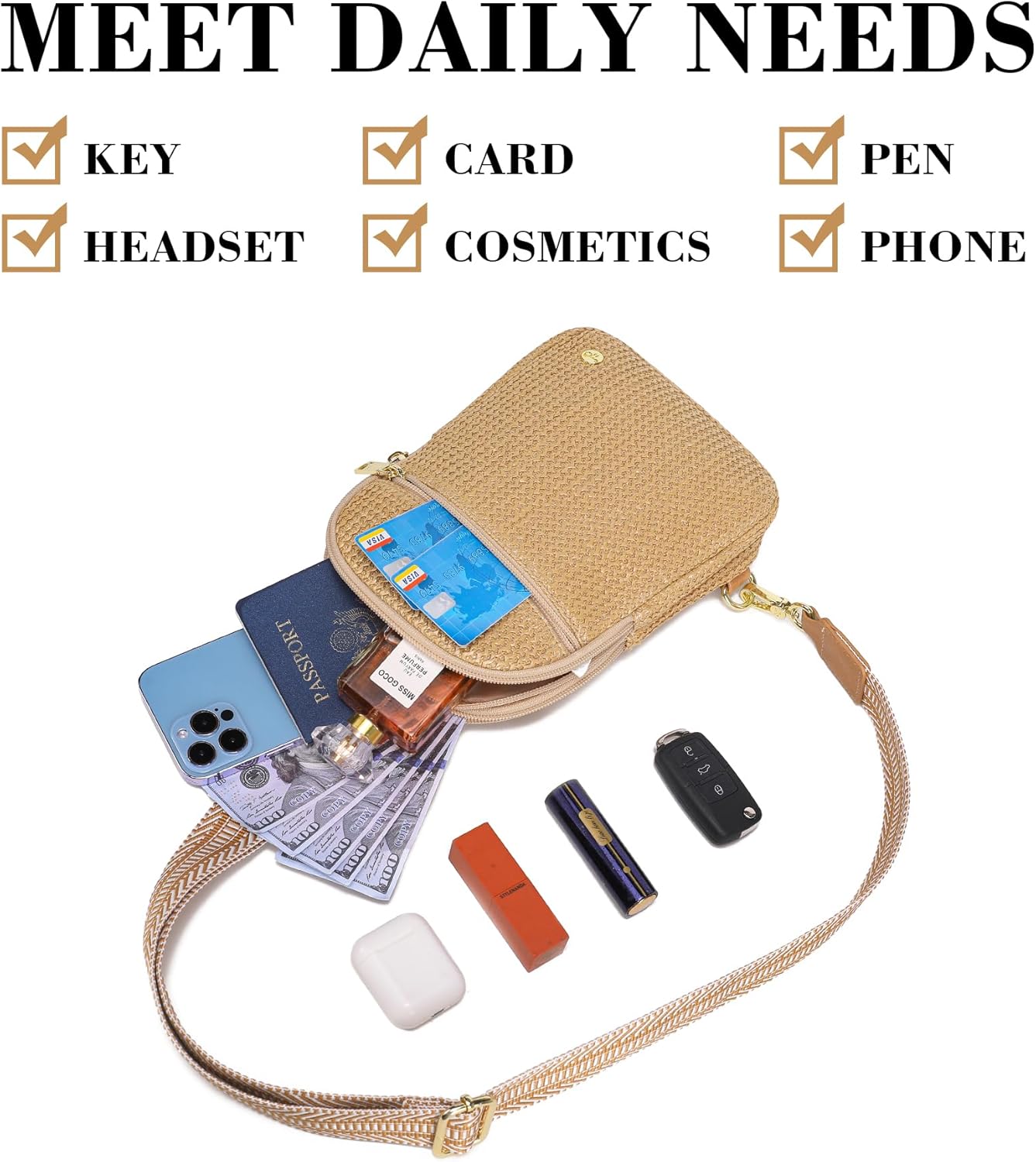 Haytijoe Summer Straw Purse Small Sling Bag RFID Blocking Crossbody Bags for Women Beach Raffia Bags Fanny Packs