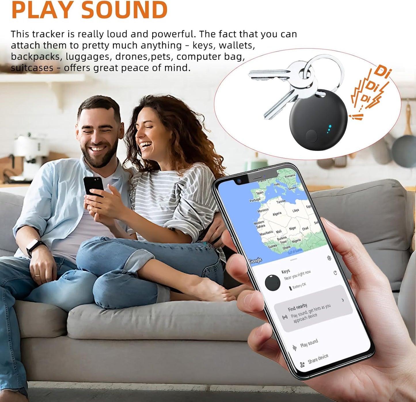 Air Tags for Android, Bluetooth Smart Tags for Android, Luggage Tracker Works with Google Find My Device App, Key Finders Item Locator for Keys, Wallets, Suitcases, Replaceable Battery, 4 Pack