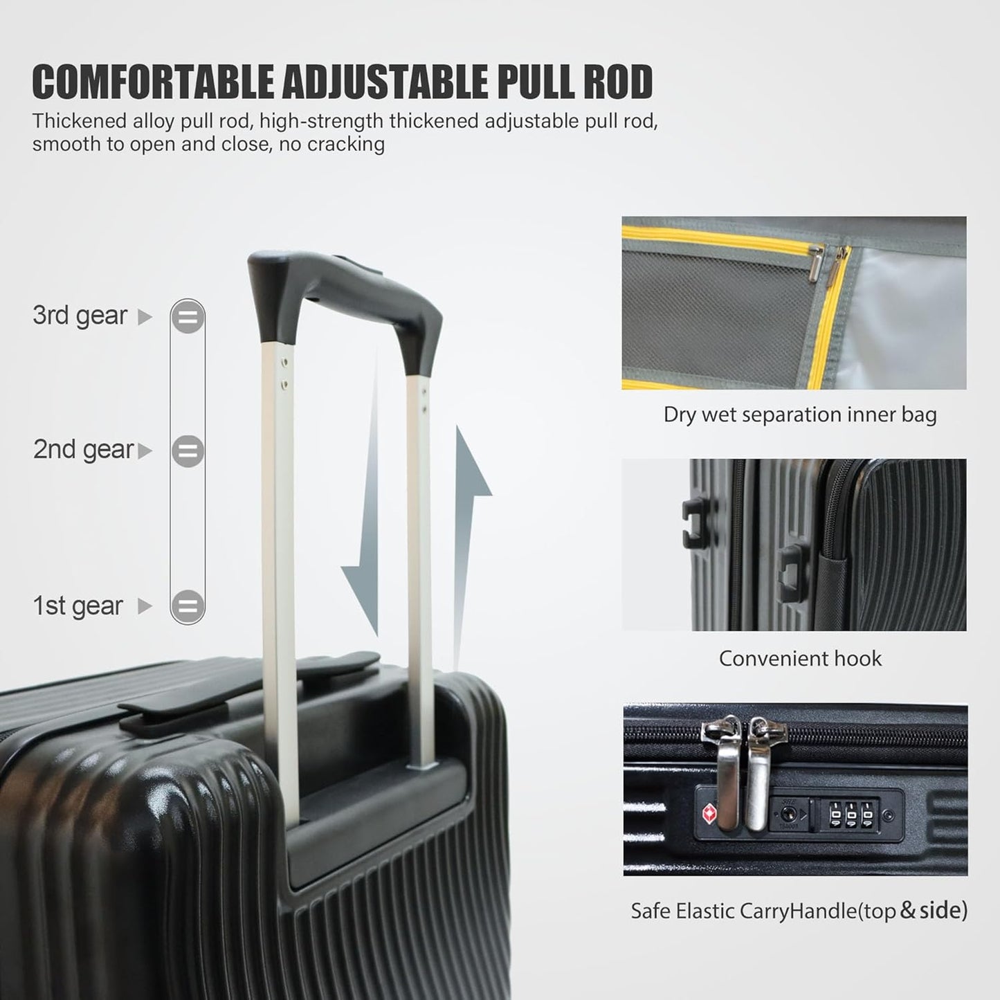 buy 0ne get 0ne free! 20 Inch Expandable Carry on Luggage PC Hard Shell TSA Suitcase Top Opening 360°Rolling Wheels Travel Luggage Suitcase(Black)