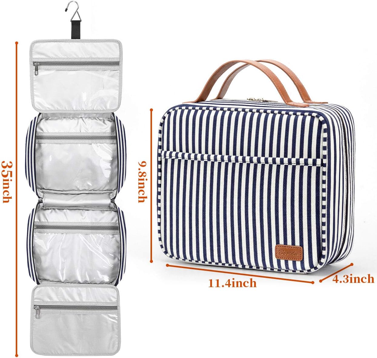 Hanging Travel Toiletry Bag,Large Capacity Cosmetic Travel Toiletry Organizer for Women with 4 Compartments & 1 Sturdy Hook,Perfect for Travel/Daily Use/Christmas