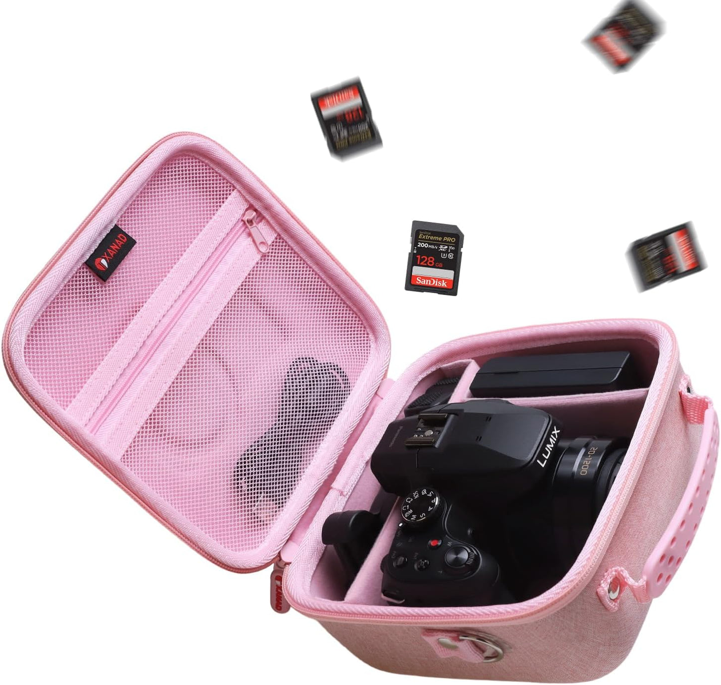 Hard Camera Case Bag Compatible with Canon EOS Rebel T7/T100/T6/R50/R6 or Kodak Pixpro AZ405/AZ425/AZ255/AZ401/AZ252/AZ528 DSLR Camera,for Canon Sony Kodak Panasonic Nikon Mirrorless Camera,Pink
