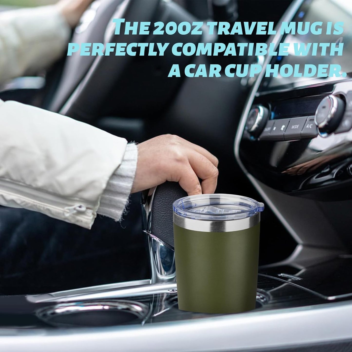 20oz Tumbler with Straw and Brush, Stainless Steel Vacuum Insulated tumbler, Double Wall Insulated Coffee Tumbler for Outdoor, Home, Travel,Office (Army Green,1pcs)