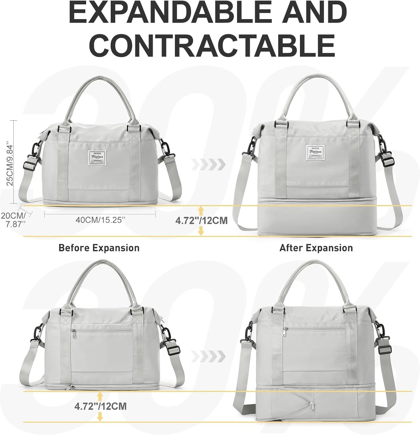 Travel Duffel Bag, Sports Tote Gym Bag, Shoulder Weekender Overnight Bag for Women