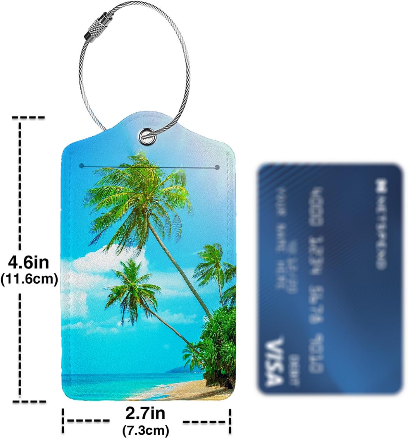 Swaying Palm Trees 2-Pack Luggage Tags for Suitcases,Leather Baggage Tag with Loop, Tags Private Name ID Labels for Women Girl Men Boys Travel Baggage Suitcase