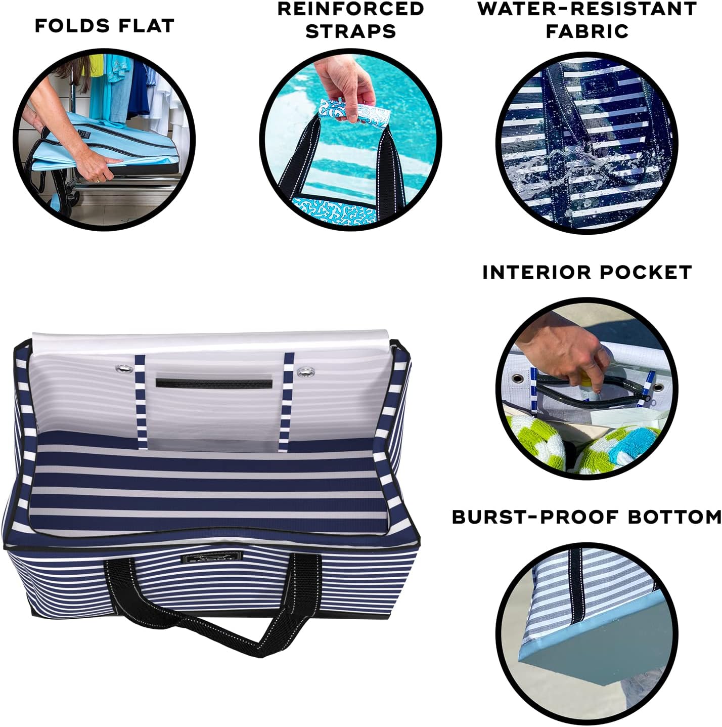 SCOUT 3 Boys Zip Tote X-Large - Durable Lightweight Bag for Beach, Pool, Family Travel, Storage - Water-Resistant, Zips Shut