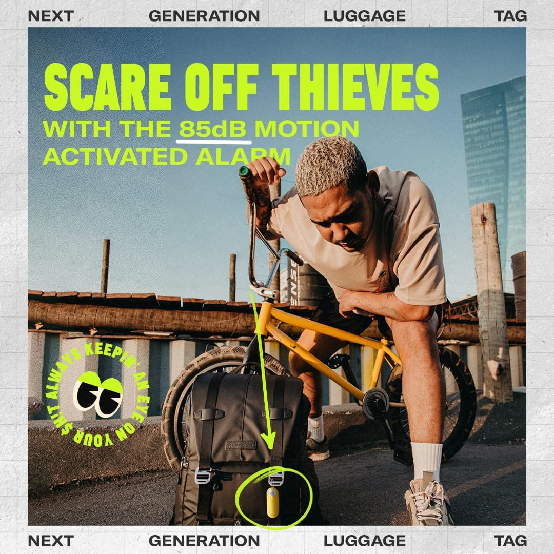 Knog Scout iOS Smart Tag, Tracker & 85d Alarm – Rechargeable Luggage Tag Compatible with iOS App & Apple Find My, Digital Contact Info, Remote Chime, Low Battery Alerts, Water-Resistant, Green