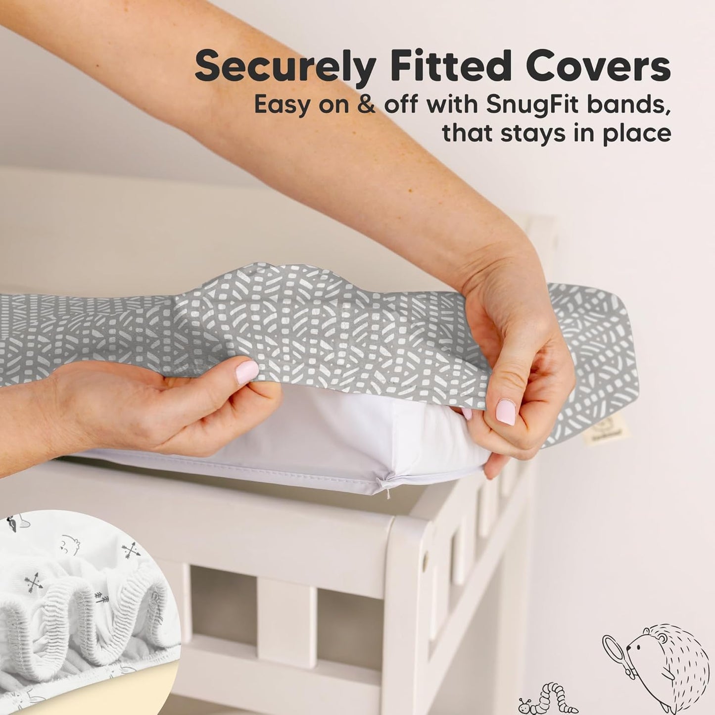 2-Pack Organic Changing Pad Covers for Girl, Boy, Neutral - 100% Cotton Changing Table Pad Cover, Soft Baby Nursery Diaper Changing Pad Sheets, Contour Changing Pads Liners, Change Pad Cover (Nordic)