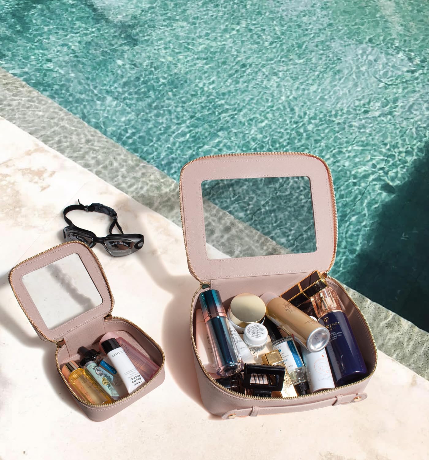 LETGO Clear Makeup Bags Small, TSA Approved Toiletry Bag with Zipper, Mini Clear Makeup Pouch Purse Organizer Fit Carry-on Travel Essentials,Small Cosmetic Bags for Car Storage (Mini-Nude)