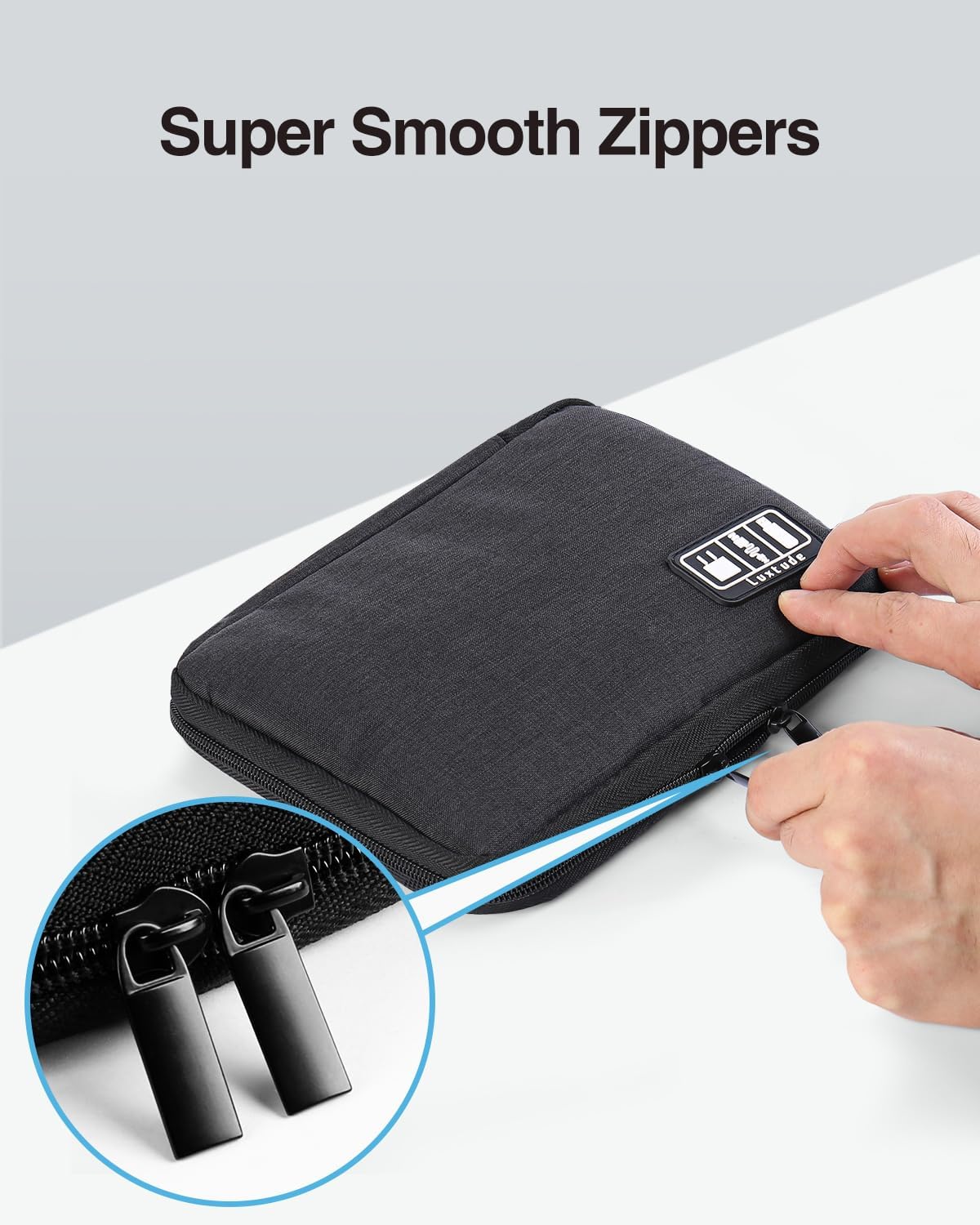 Luxtude Travel Cable Organizer Bag, Flat Cord Organizer Bag, Portable Electronics Case, Travel Essentials for Wire/Cord Storage/Charger Case/Cable Storage/Tech Accessories Pouch/Tech Gifts