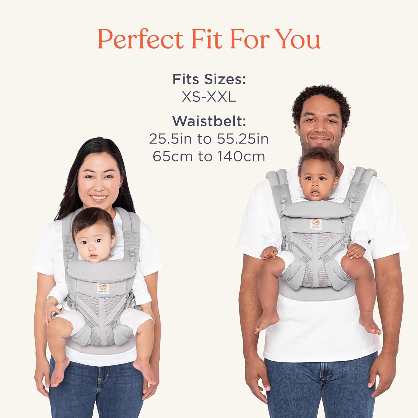 Ergobaby Omni Classic Baby Carrier Newborn to Toddler - Breathable Baby Carriers for Summer - All-Position Carrier with Lumbar Support (7-45 Pounds), Cotton, Pearl Grey