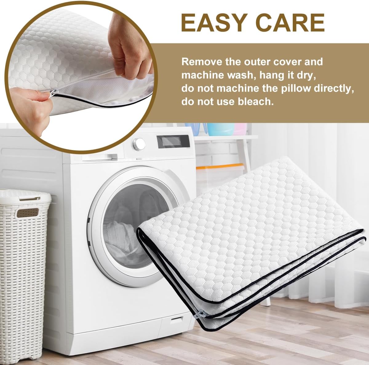 Ivellow Travel Pillow Cooling Camping Pillow for Sleeping Compressible Shredded Memory Foam Pillow Compact Firm Supportive Pillow for Adults Kids Outdoor Backpacking Hiking Essential Gear White M