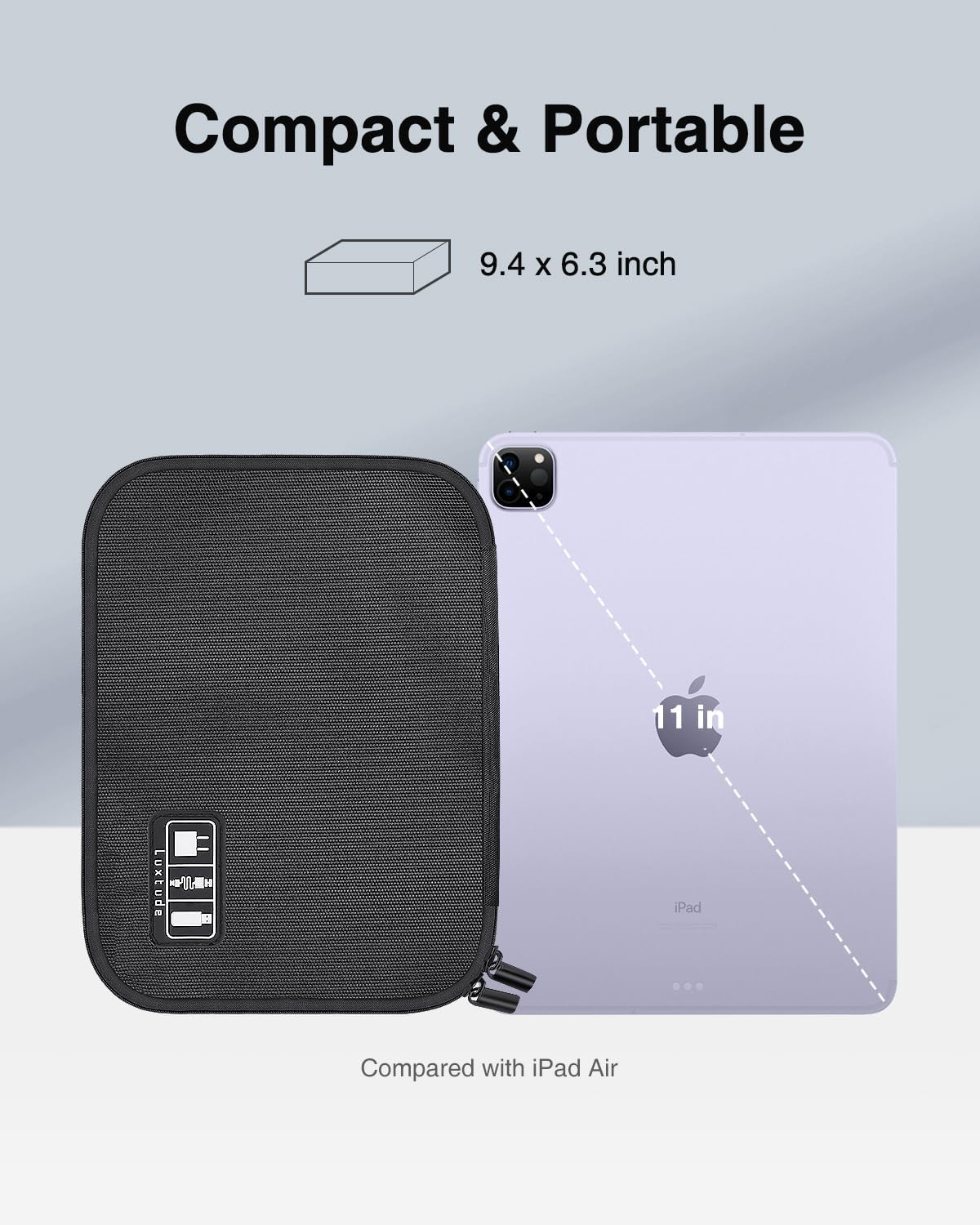 Luxtude Cord Organizer Travel, Flat Cable Organizer Bag, Portable Electronics Organizer, Travel Essentials for Wire/Cord Storage/Charger Case/Cable Storage/Tech Accessories Pouch, Silver Gray