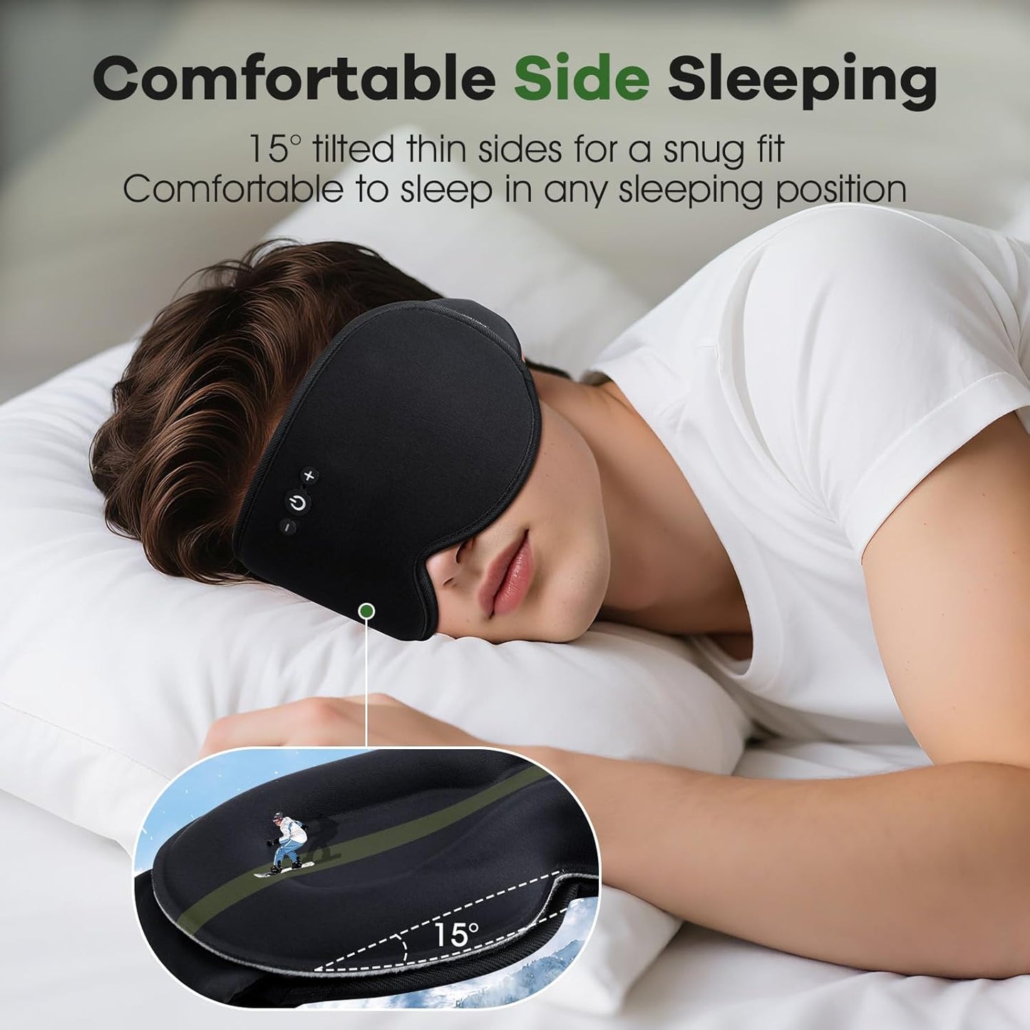 3D Sleep Headphones with Bluetooth 5.4 Sleep Mask, Bamboo Cotton Music Wireless Bluetooth Eye Mask for Sleeping, Earphones HD Speaker Microphone for Travel, Gifts for Men Women, Removable