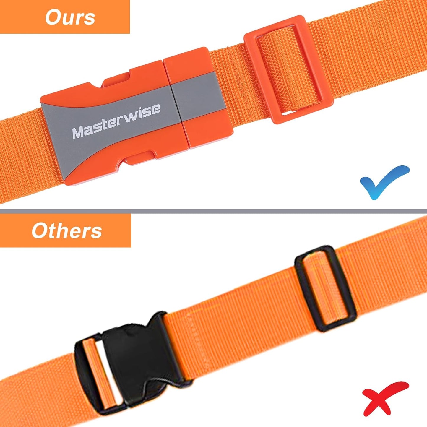 Buckle Straps with Clips, Adjustable Nylon Strap with Buckle, Packing Straps, Orange (79”, 4pcs)