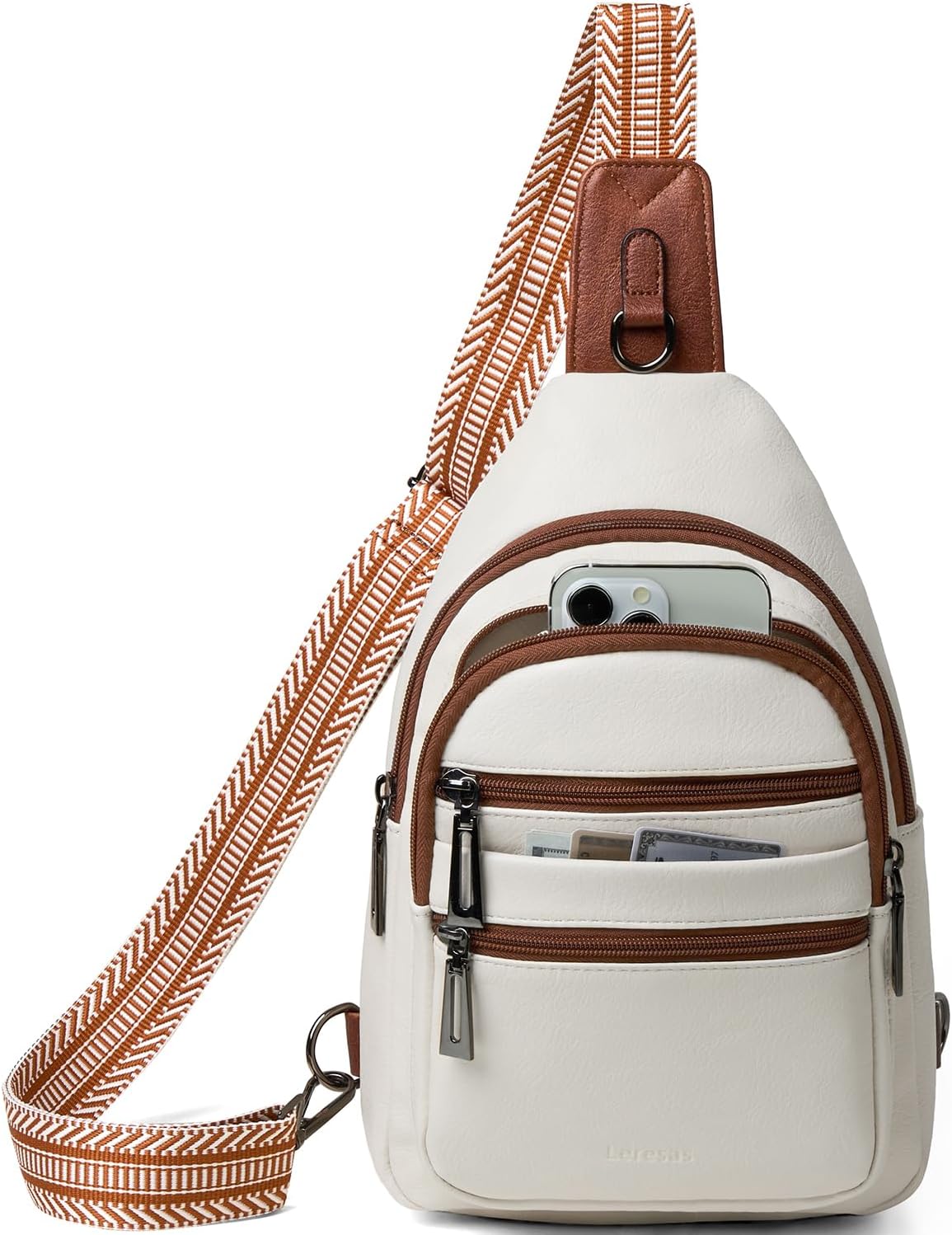 Sling Bag for Women Crossbody Bags Fanny Pack Sling Purse Backpack Vegan Leather Shoulder Bag Travel Anti Theft Beige