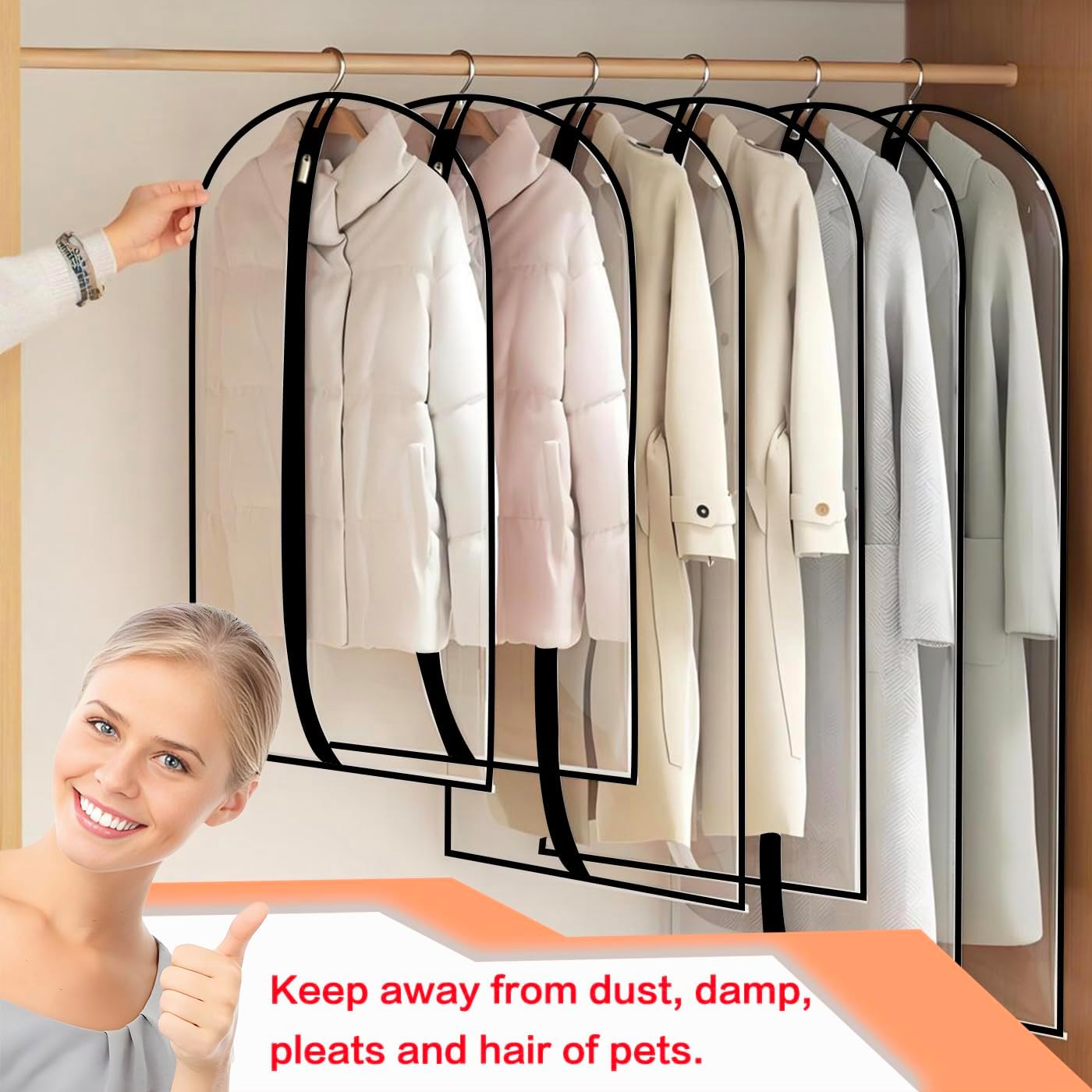 Garment Bags for Hanging Clothes Travel (set of 12) Clothing Suit Bags for Closet Storage Wedding Dress Garment Bag with Zipper Gown Garment Bag for Long Dresses